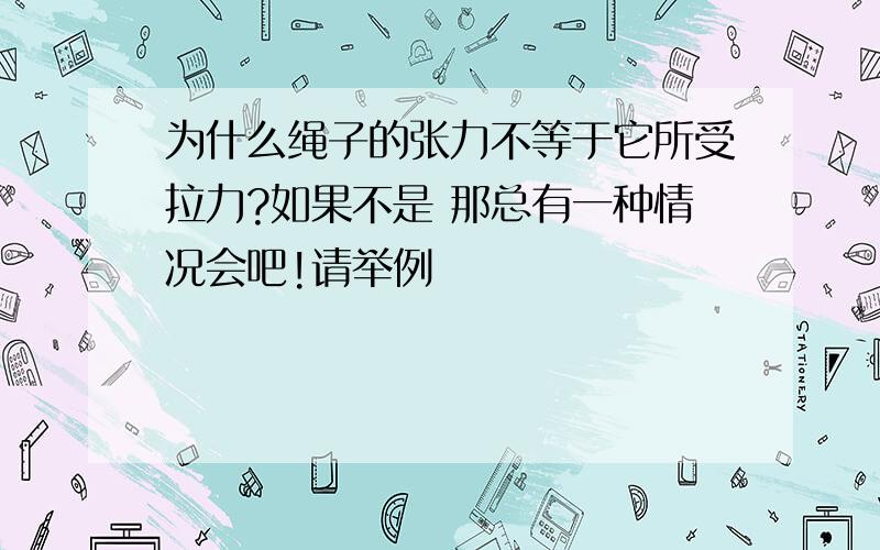 为什么绳子的张力不等于它所受拉力?如果不是 那总有一种情况会吧!请举例