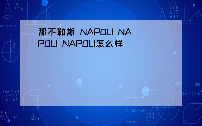 那不勒斯 NAPOLI NAPOLI NAPOLI怎么样