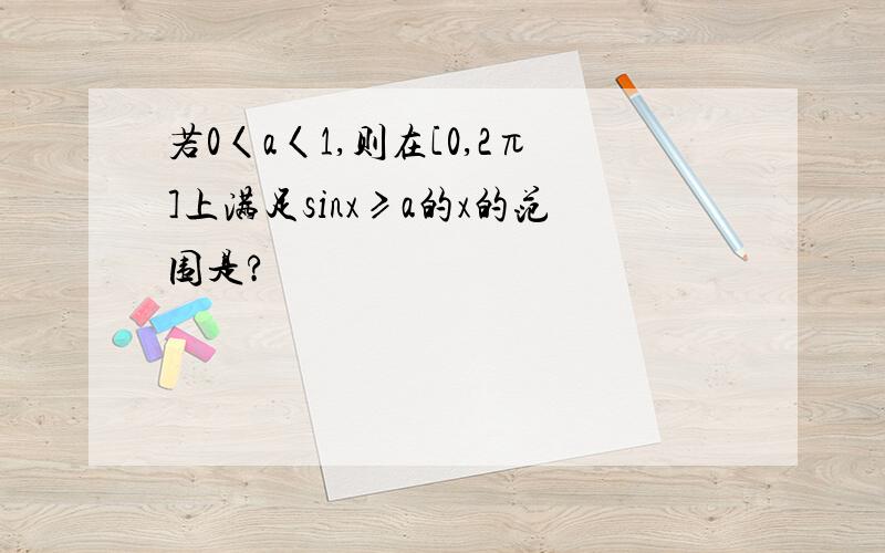 若0〈a〈1,则在[0,2π]上满足sinx≥a的x的范围是?