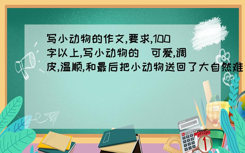 写小动物的作文,要求,100字以上,写小动物的(可爱,调皮,温顺,和最后把小动物送回了大自然难舍难分的情景),