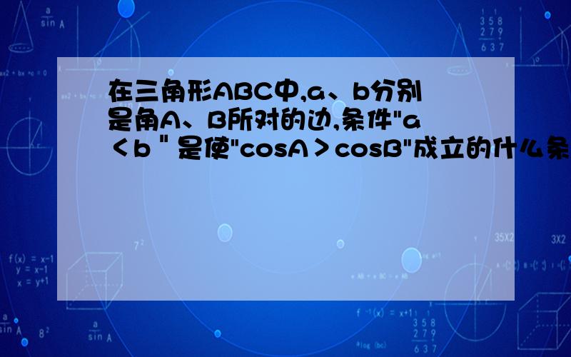 在三角形ABC中,a、b分别是角A、B所对的边,条件