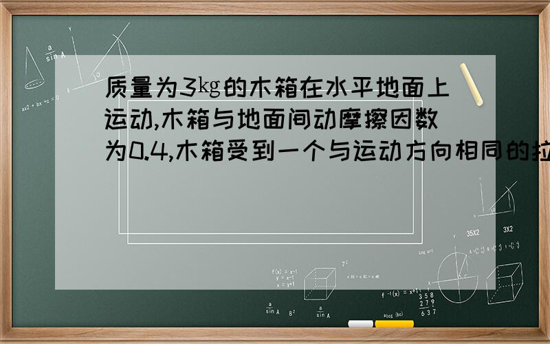 质量为3㎏的木箱在水平地面上运动,木箱与地面间动摩擦因数为0.4,木箱受到一个与运动方向相同的拉力F:当拉力由16N逐渐减小到零的过程中,在力F等于_________N时,物体有最大的加速度；力F等于