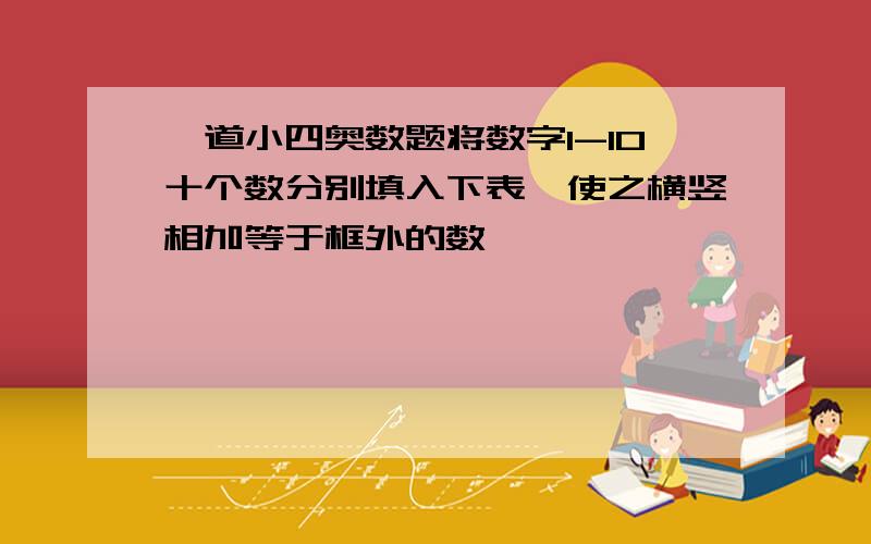 一道小四奥数题将数字1-10十个数分别填入下表,使之横竖相加等于框外的数