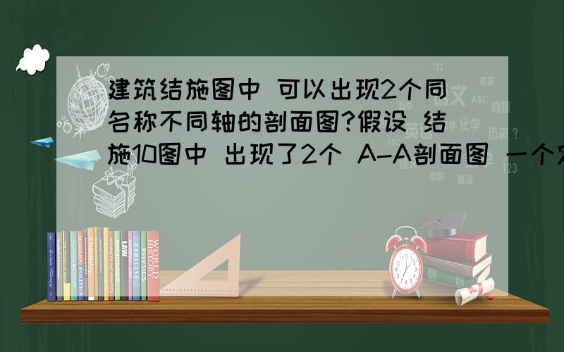 建筑结施图中 可以出现2个同名称不同轴的剖面图?假设 结施10图中 出现了2个 A-A剖面图 一个定位轴是M,一个定位轴是1/C.是否可以这样出现?同一张结施图中,2个不同类型不同轴线却名称相同的