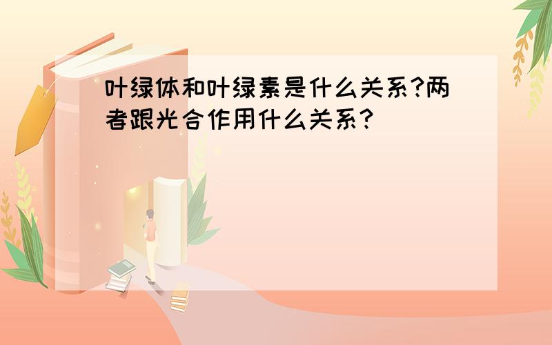 叶绿体和叶绿素是什么关系?两者跟光合作用什么关系?