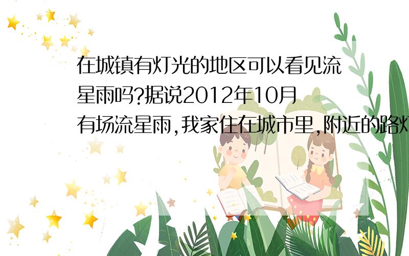 在城镇有灯光的地区可以看见流星雨吗?据说2012年10月有场流星雨,我家住在城市里,附近的路灯有没有影响,如果有光亮,还能不能看见流星雨