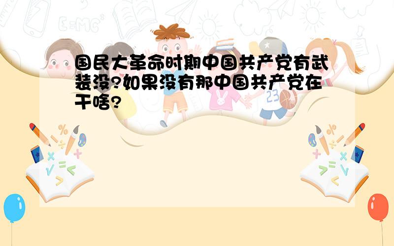 国民大革命时期中国共产党有武装没?如果没有那中国共产党在干啥?