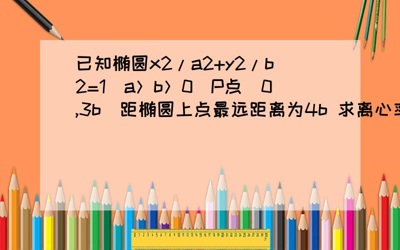 已知椭圆x2/a2+y2/b2=1（a＞b＞0）P点（0,3b）距椭圆上点最远距离为4b 求离心率范围