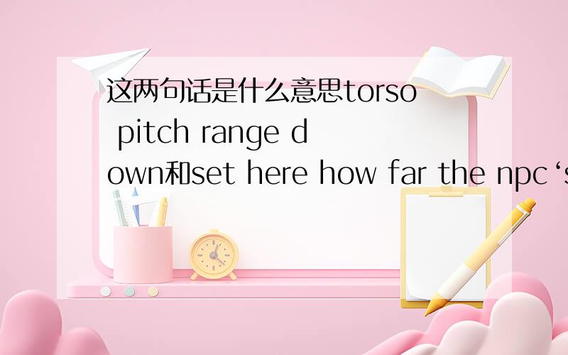 这两句话是什么意思torso pitch range down和set here how far the npc‘s torso can angle downward