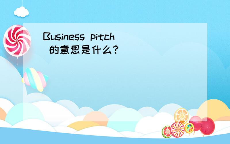 Business pitch 的意思是什么?