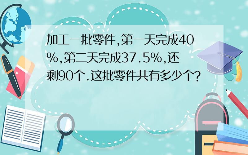 加工一批零件,第一天完成40%,第二天完成37.5％,还剩90个.这批零件共有多少个?