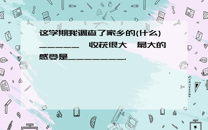 这学期我调查了家乡的(什么)_____,收获很大,最大的感受是_______.