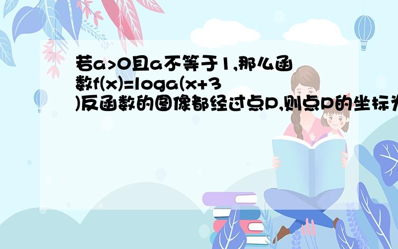 若a>0且a不等于1,那么函数f(x)=loga(x+3)反函数的图像都经过点P,则点P的坐标为