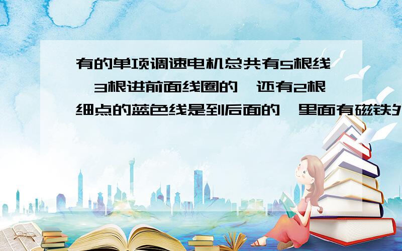 有的单项调速电机总共有5根线,3根进前面线圈的,还有2根细点的蓝色线是到后面的,里面有磁铁外面是线圈.请问这是什么电机呀.原理是什么呀?