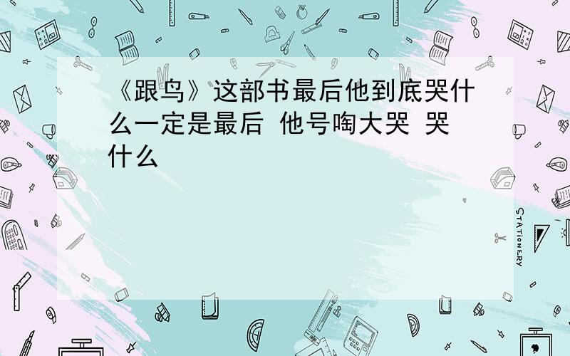 《跟鸟》这部书最后他到底哭什么一定是最后 他号啕大哭 哭什么