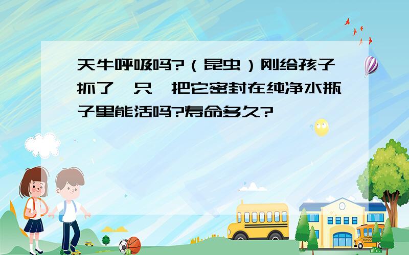 天牛呼吸吗?（昆虫）刚给孩子抓了一只,把它密封在纯净水瓶子里能活吗?寿命多久?