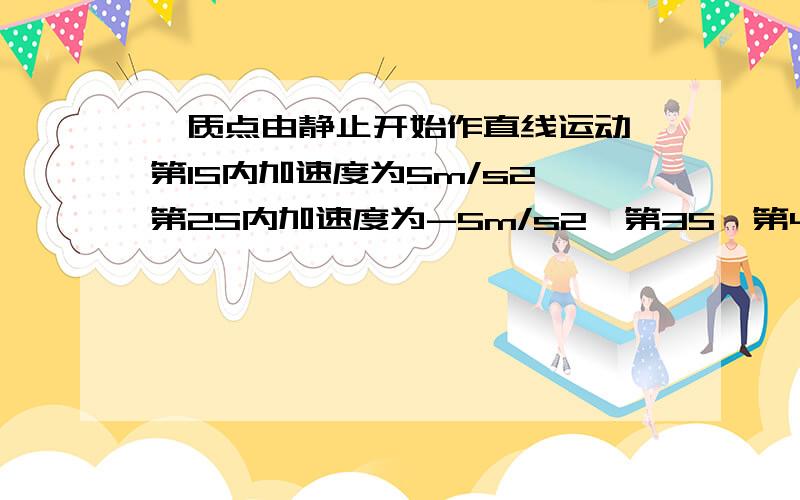 一质点由静止开始作直线运动,第1S内加速度为5m/s2,第2S内加速度为-5m/s2,第3S、第4S重复第1S、第2S内的情况,如此不断运动下去,当质点的位移达到56.25m时,质点经过了多少时间?答案是22.707是近似