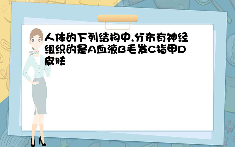 人体的下列结构中,分布有神经组织的是A血液B毛发C指甲D皮肤