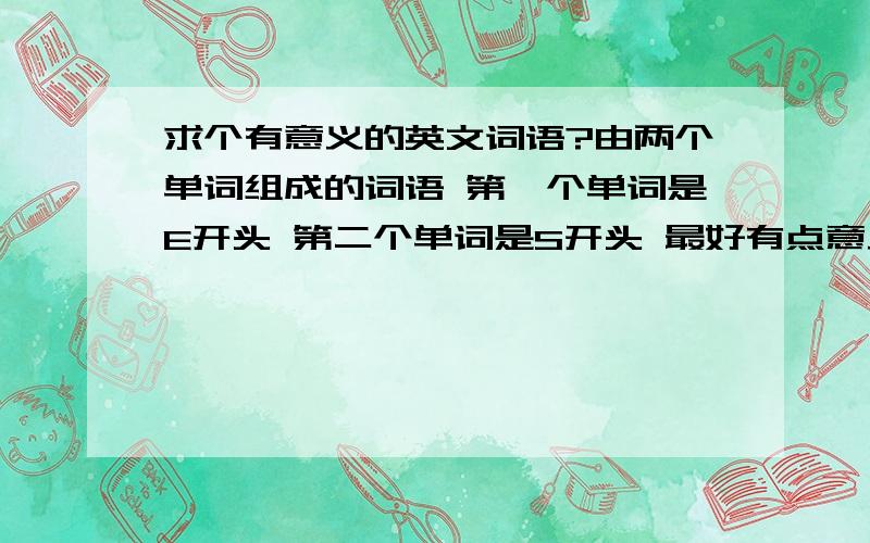 求个有意义的英文词语?由两个单词组成的词语 第一个单词是E开头 第二个单词是S开头 最好有点意义的 越多越好