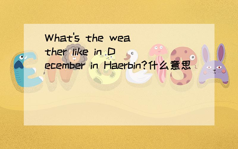 What's the weather like in December in Haerbin?什么意思