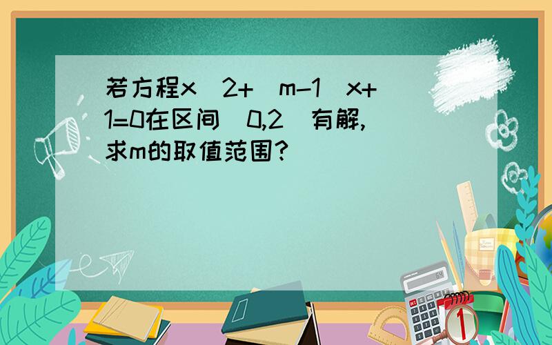 若方程x^2+(m-1)x+1=0在区间[0,2]有解,求m的取值范围?