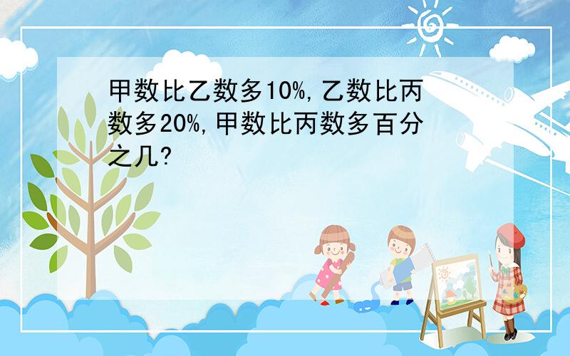 甲数比乙数多10%,乙数比丙数多20%,甲数比丙数多百分之几?