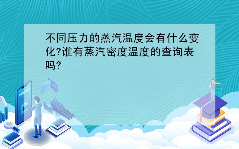 不同压力的蒸汽温度会有什么变化?谁有蒸汽密度温度的查询表吗?