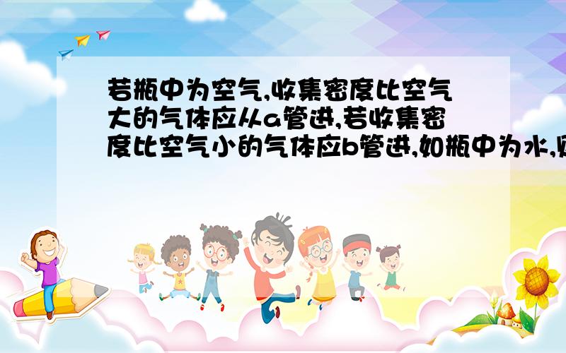 若瓶中为空气,收集密度比空气大的气体应从a管进,若收集密度比空气小的气体应b管进,如瓶中为水,则从b管我知道是密度和压强的关系,希望更具体些,帮我解解迷惑