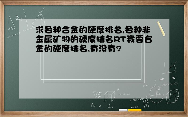 求各种合金的硬度排名,各种非金属矿物的硬度排名RT我要合金的硬度排名,有没有?