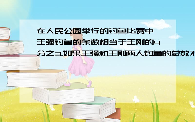 在人民公园举行的钓鱼比赛中,王强钓鱼的条数相当于王刚的4分之3.如果王强和王刚两人钓鱼的总数不足30条,求他们每人个钓多少条鱼?