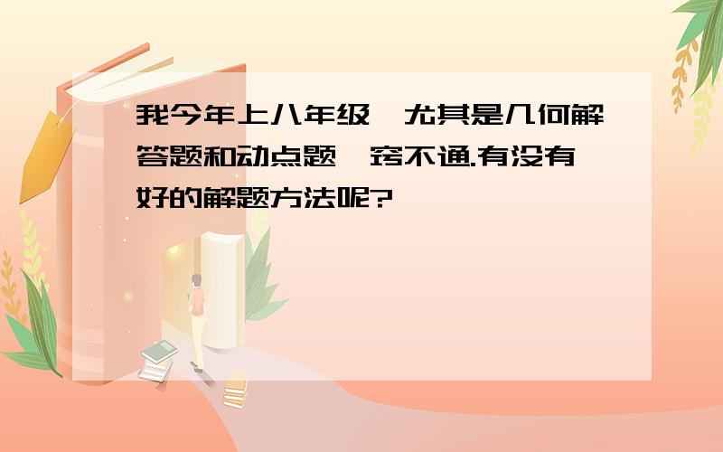 我今年上八年级,尤其是几何解答题和动点题一窍不通.有没有好的解题方法呢?