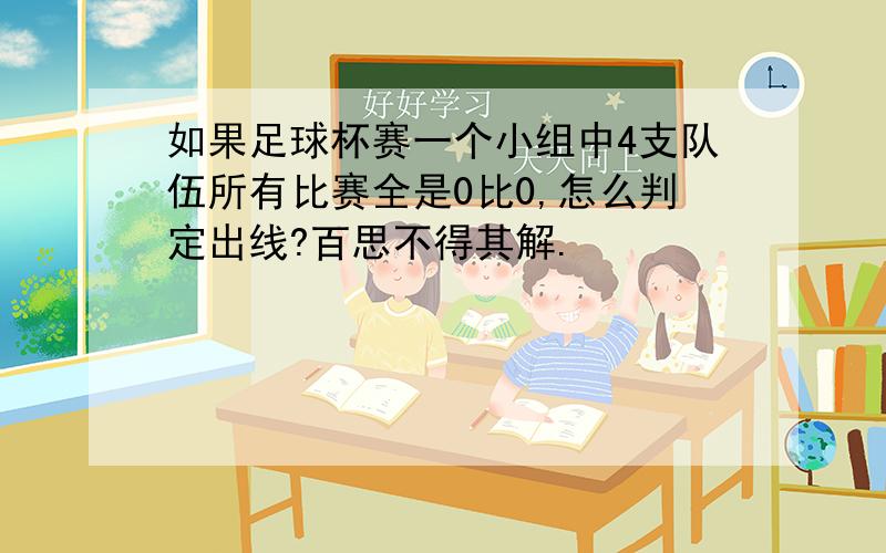 如果足球杯赛一个小组中4支队伍所有比赛全是0比0,怎么判定出线?百思不得其解.