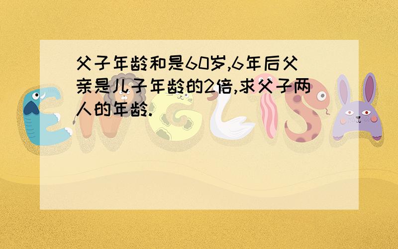 父子年龄和是60岁,6年后父亲是儿子年龄的2倍,求父子两人的年龄.