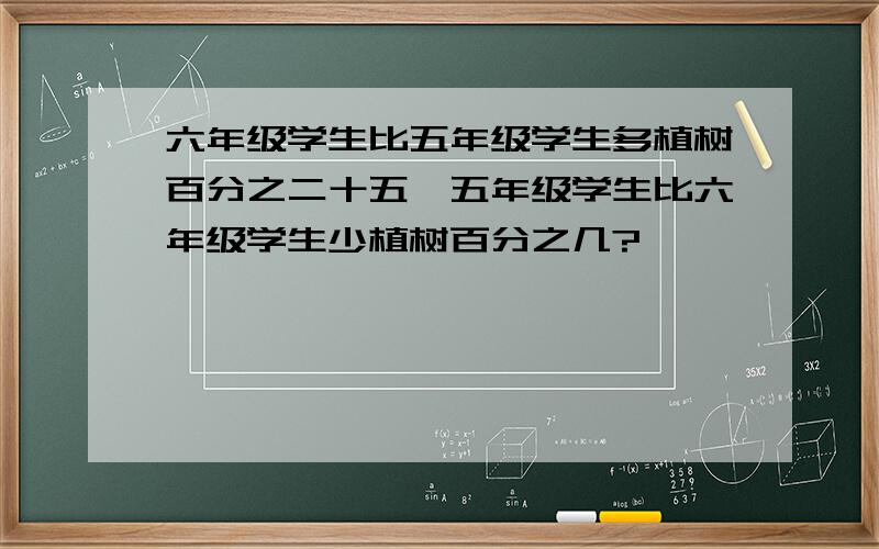 六年级学生比五年级学生多植树百分之二十五,五年级学生比六年级学生少植树百分之几?