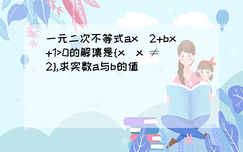 一元二次不等式ax^2+bx+1>0的解集是{x|x ≠2},求实数a与b的值