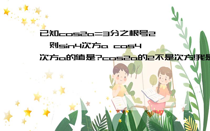 已知cos2a=3分之根号2,则sin4次方a cos4次方a的值是?cos2a的2不是次方!我是手机提问,无法追问,也看不到各位的补充,是相加…不是相成