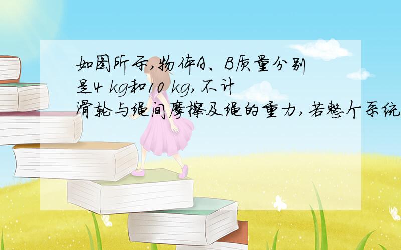 如图所示,物体A、B质量分别是4 kg和10 kg,不计滑轮与绳间摩擦及绳的重力,若整个系统静止,g取10 N/kg.求：(1)地面对B的摩擦力的大小；(2)B对地面压力的大小.