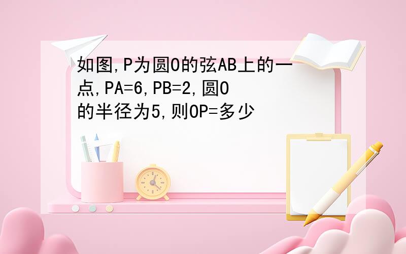 如图,P为圆O的弦AB上的一点,PA=6,PB=2,圆O的半径为5,则OP=多少