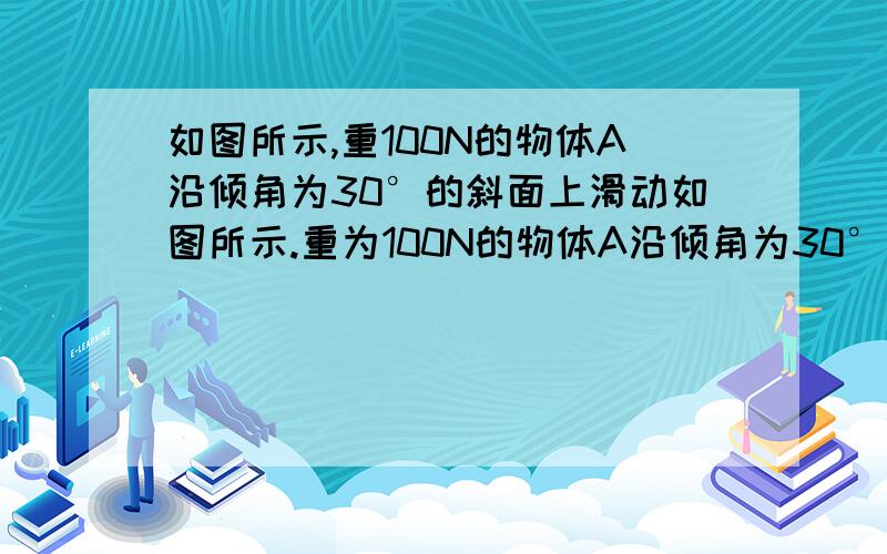 如图所示,重100N的物体A沿倾角为30°的斜面上滑动如图所示.重为100N的物体A沿倾角为30°的斜面向上滑动.斜面对物体A的摩擦力大小为10N求 将A所受合力再沿斜面方向和垂直斜面方向进行分解,求