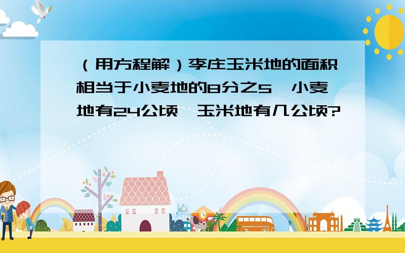 （用方程解）李庄玉米地的面积相当于小麦地的8分之5,小麦地有24公顷,玉米地有几公顷?