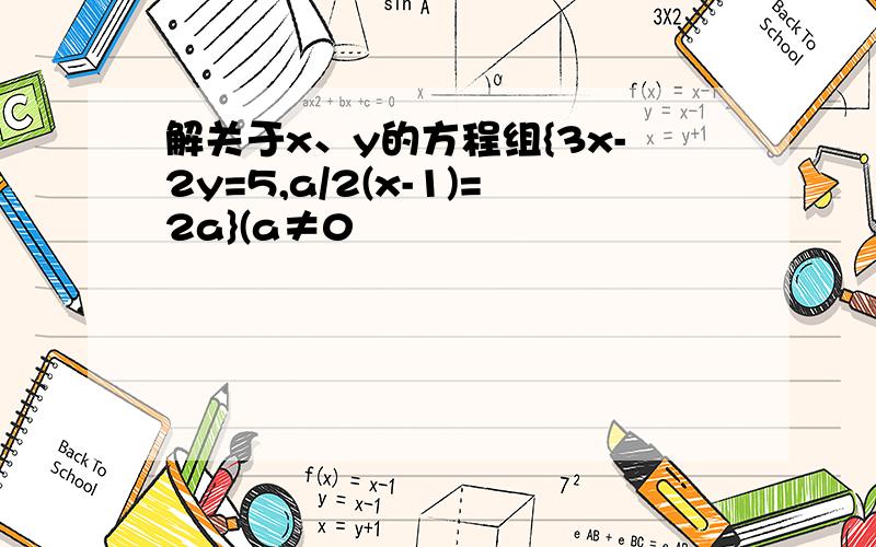 解关于x、y的方程组{3x-2y=5,a/2(x-1)=2a}(a≠0