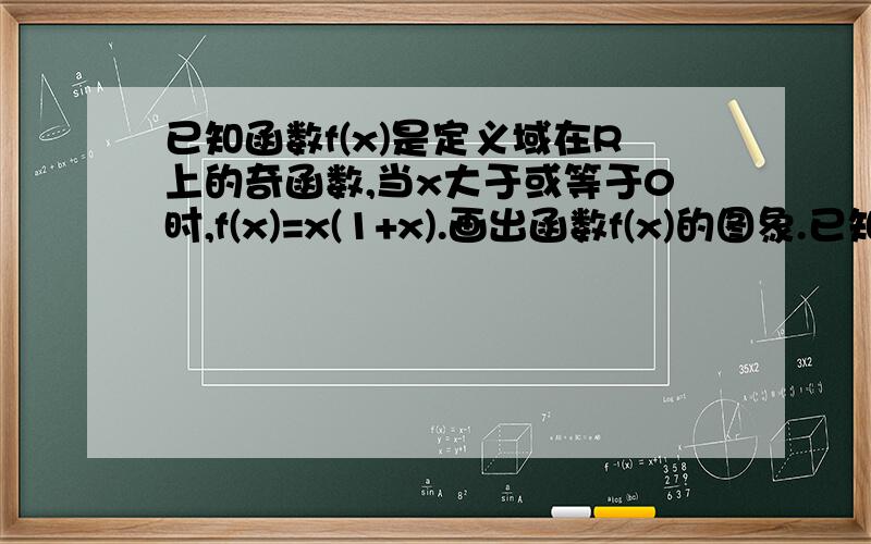 已知函数f(x)是定义域在R上的奇函数,当x大于或等于0时,f(x)=x(1+x).画出函数f(x)的图象.已知函数f(x)是定义域在R上的奇函数,当x≥0时,f(x)=x(1+x).画出函数f(x)的图象,并求出函数的解析式.（必须要