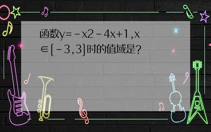 函数y=-x2-4x+1,x∈[-3,3]时的值域是?