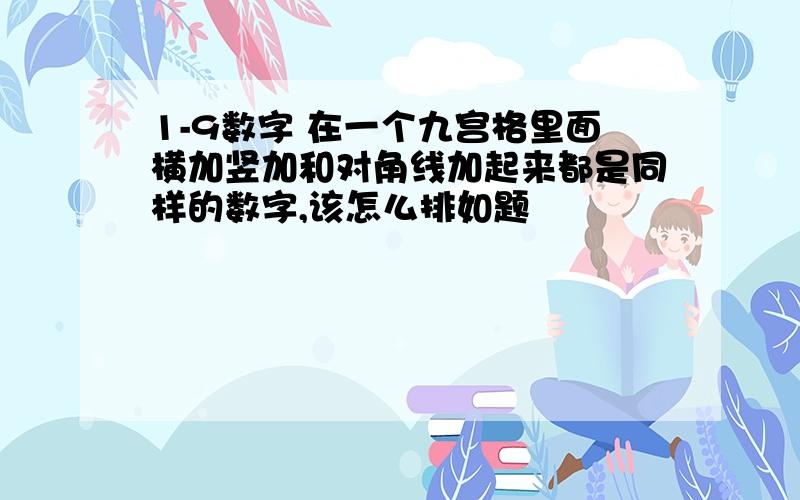 1-9数字 在一个九宫格里面横加竖加和对角线加起来都是同样的数字,该怎么排如题