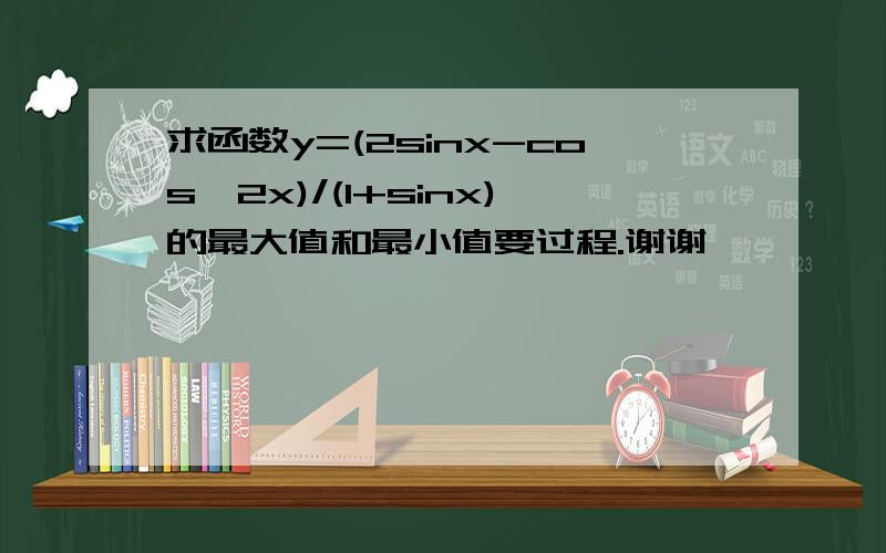 求函数y=(2sinx-cos^2x)/(1+sinx)的最大值和最小值要过程.谢谢