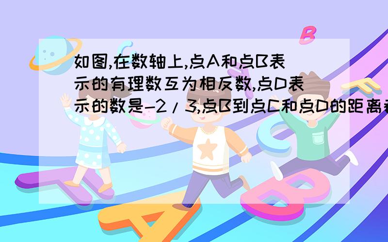 如图,在数轴上,点A和点B表示的有理数互为相反数,点D表示的数是-2/3,点B到点C和点D的距离都是1,求：（1）点B,点C所表示的数（2）AC两点之间的距离图：____|__.C__|_.B___|__.D__|____|___.A_|____|___