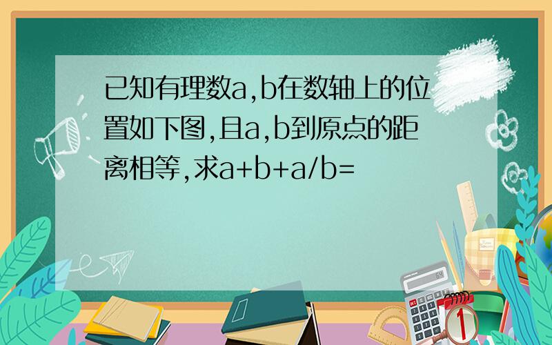 已知有理数a,b在数轴上的位置如下图,且a,b到原点的距离相等,求a+b+a/b=