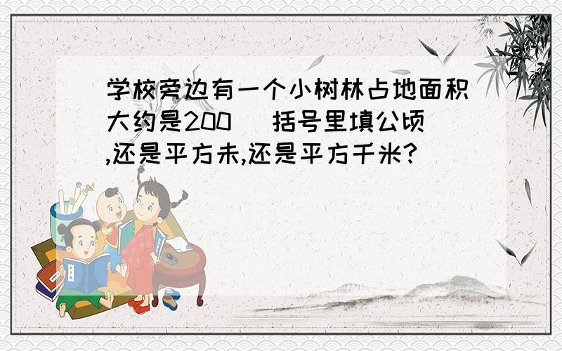 学校旁边有一个小树林占地面积大约是200( 括号里填公顷,还是平方未,还是平方千米?