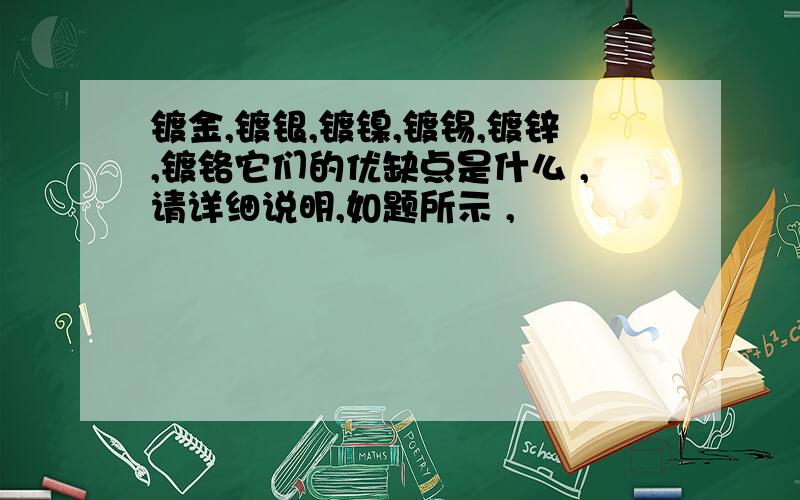 镀金,镀银,镀镍,镀锡,镀锌,镀铬它们的优缺点是什么 ,请详细说明,如题所示 ,