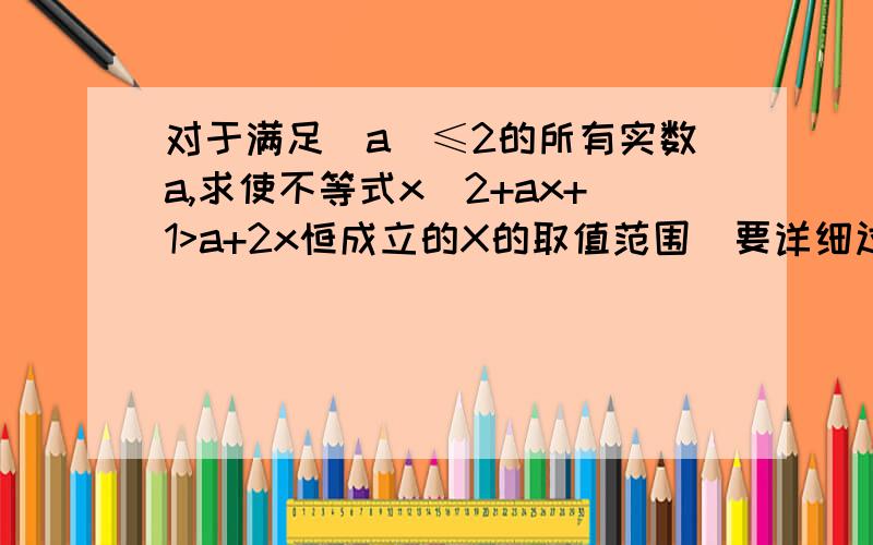 对于满足|a|≤2的所有实数a,求使不等式x^2+ax+1>a+2x恒成立的X的取值范围(要详细过程）